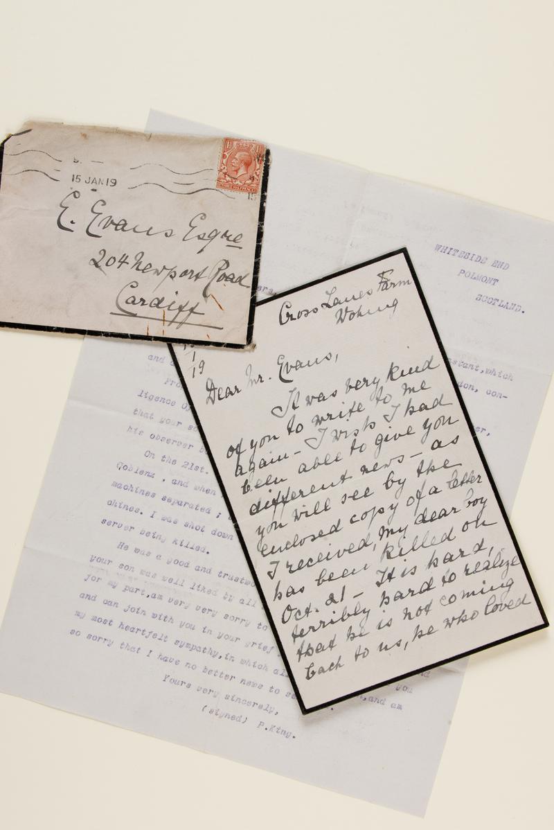 Letter from a Mrs Saunders sent to Eli Evans