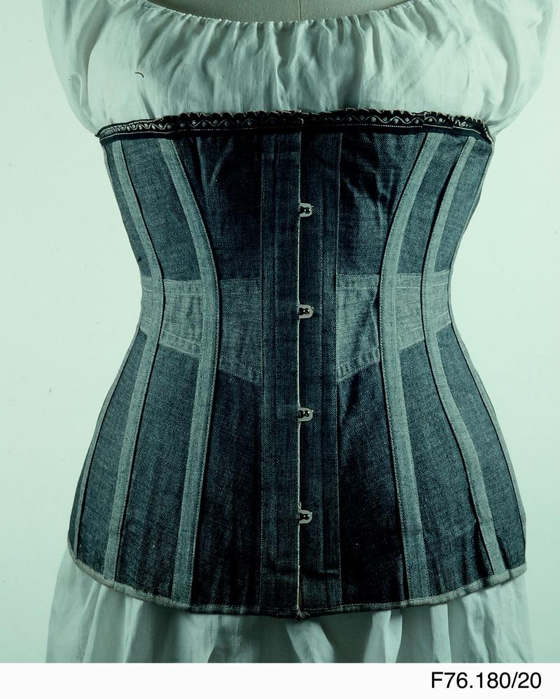 Grey cotton corset, 1890-1910