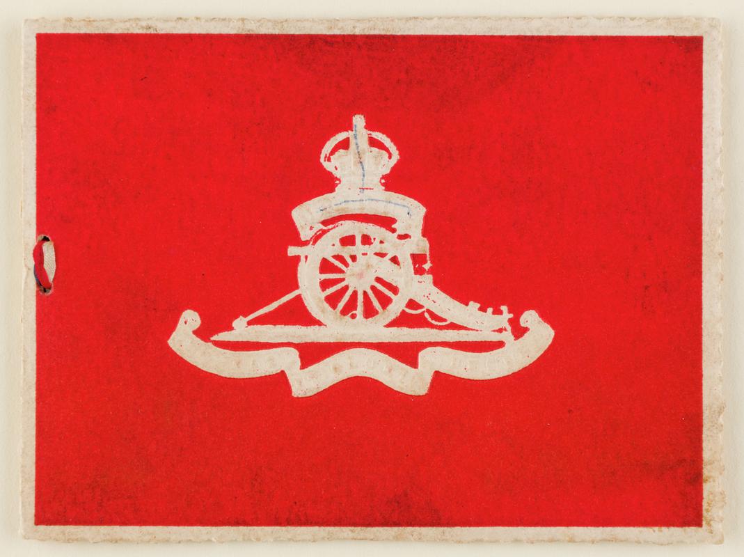 Small card, with crest of Royal Artillery on front