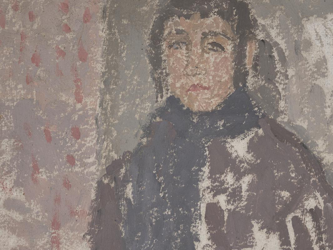 Study for a young woman in a mulberry dress