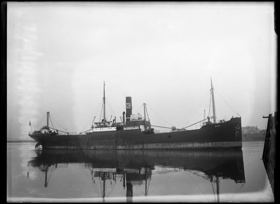 Starboard broadside view of S.S. EROS, c.1936.