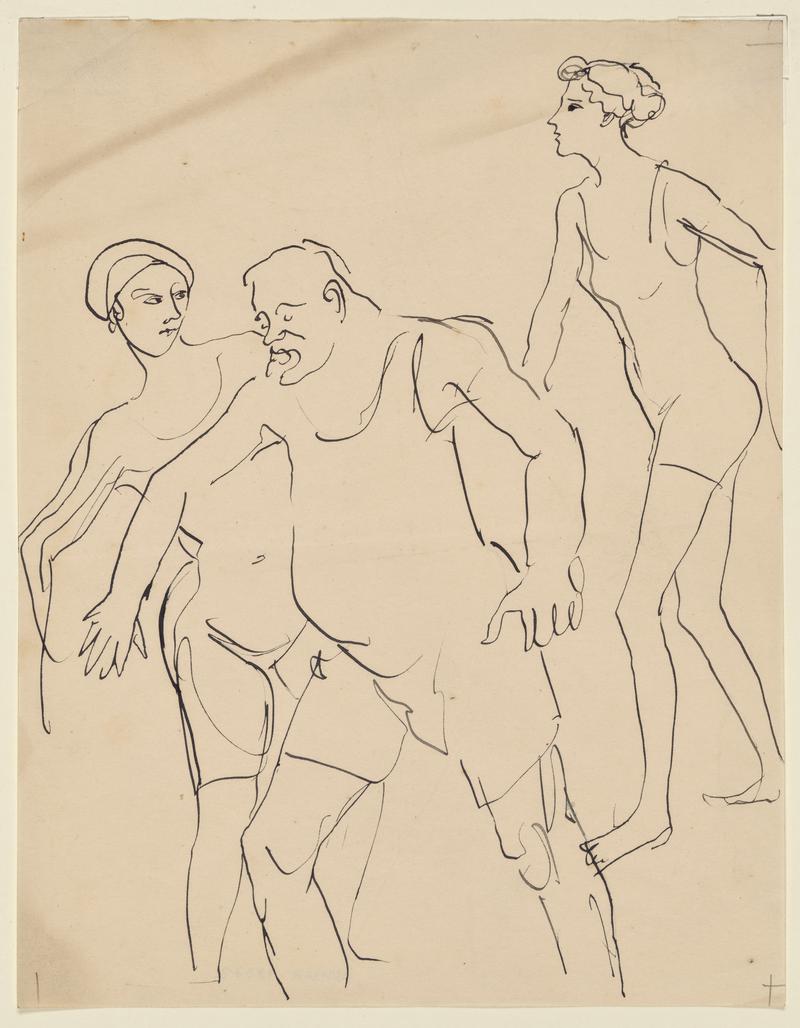 Man and Two Women Bathing