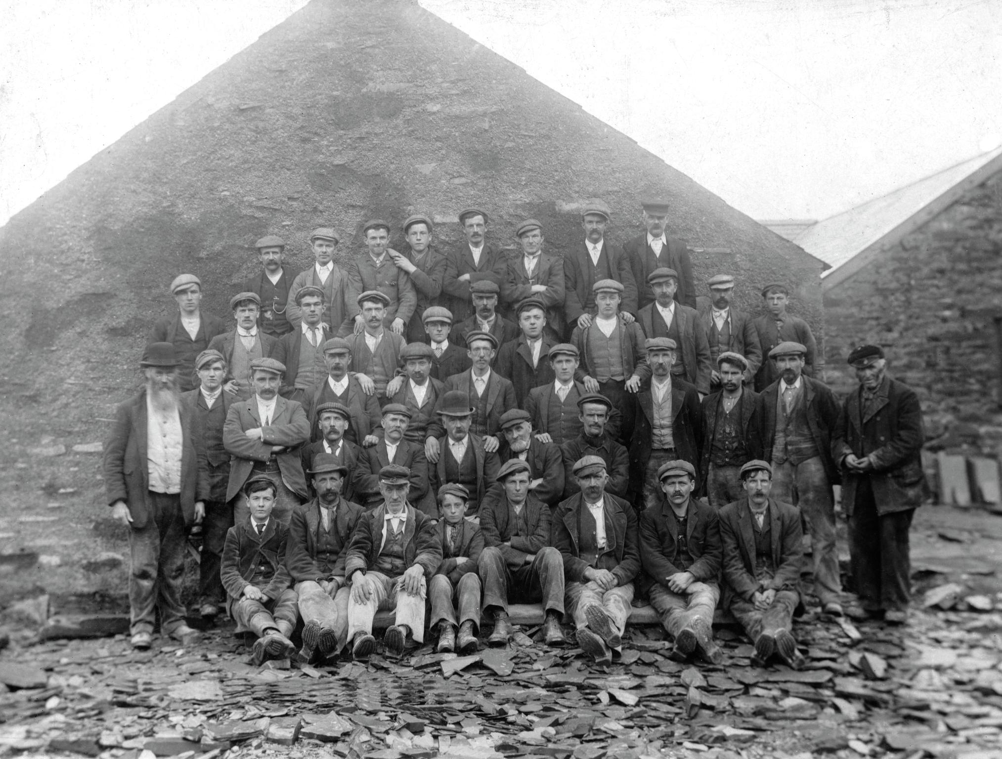 Slate quarry workmen, photograph