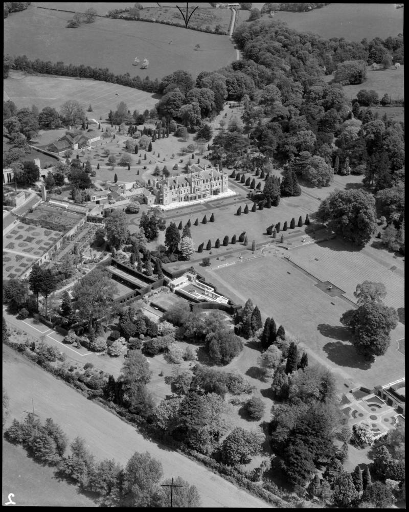 Aerial view of Duffryn House and gardens.