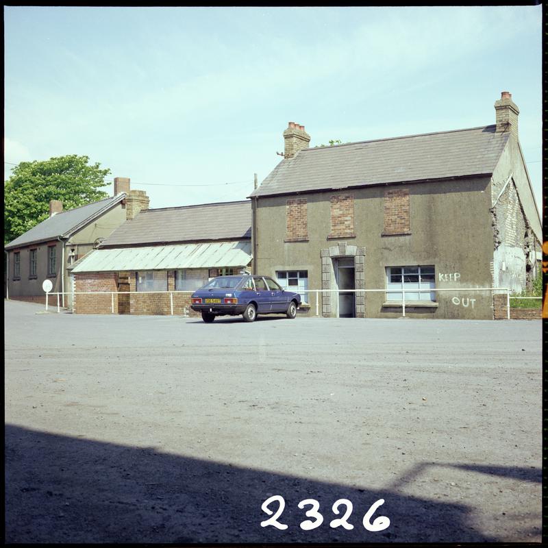 Colour film negative showing Morlais Colliery buildings, 13 May 1981.  'Morlais 13/5/81' is transcribed from original negative bag.