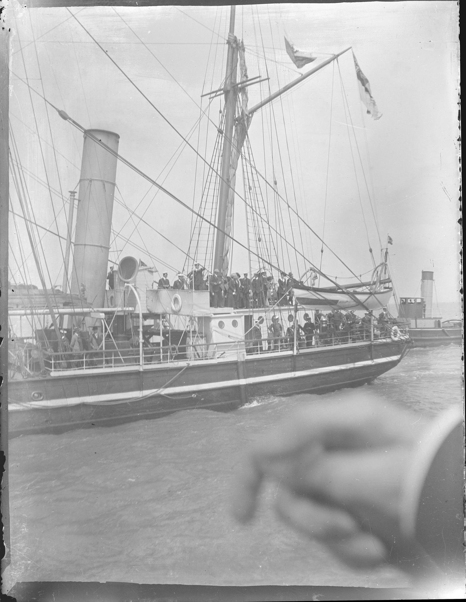 TERRA NOVA leaving Cardiff, 1910, glass negative