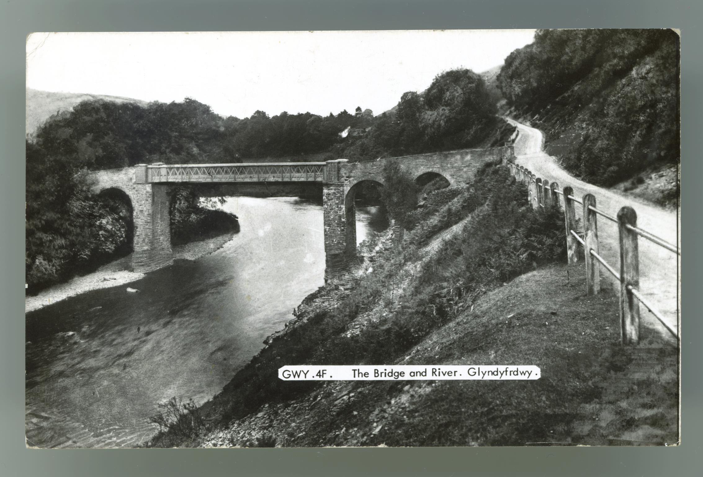 The Bridge and River. Glyndyfrdwy (postcard)