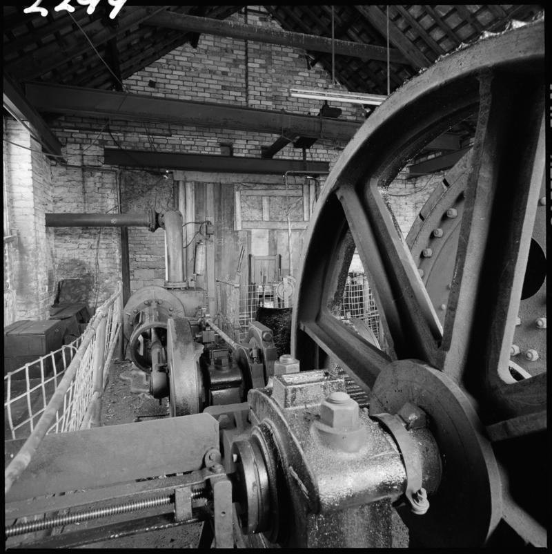 Black and white film negative showing the Andrew Barclay Winding engine, Morlais Colliery 13 May 1981.  'Morlais 13/5/81' is transcribed from original negative bag.