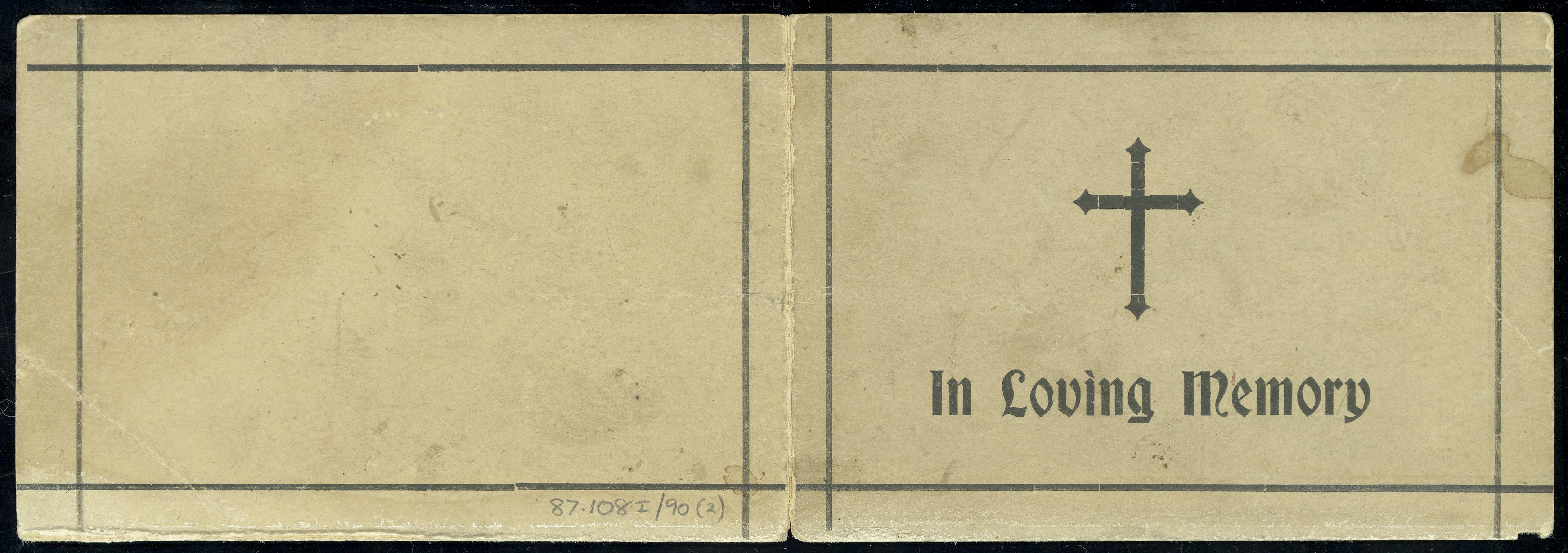 Universal Colliery, Senghenydd, memorial card