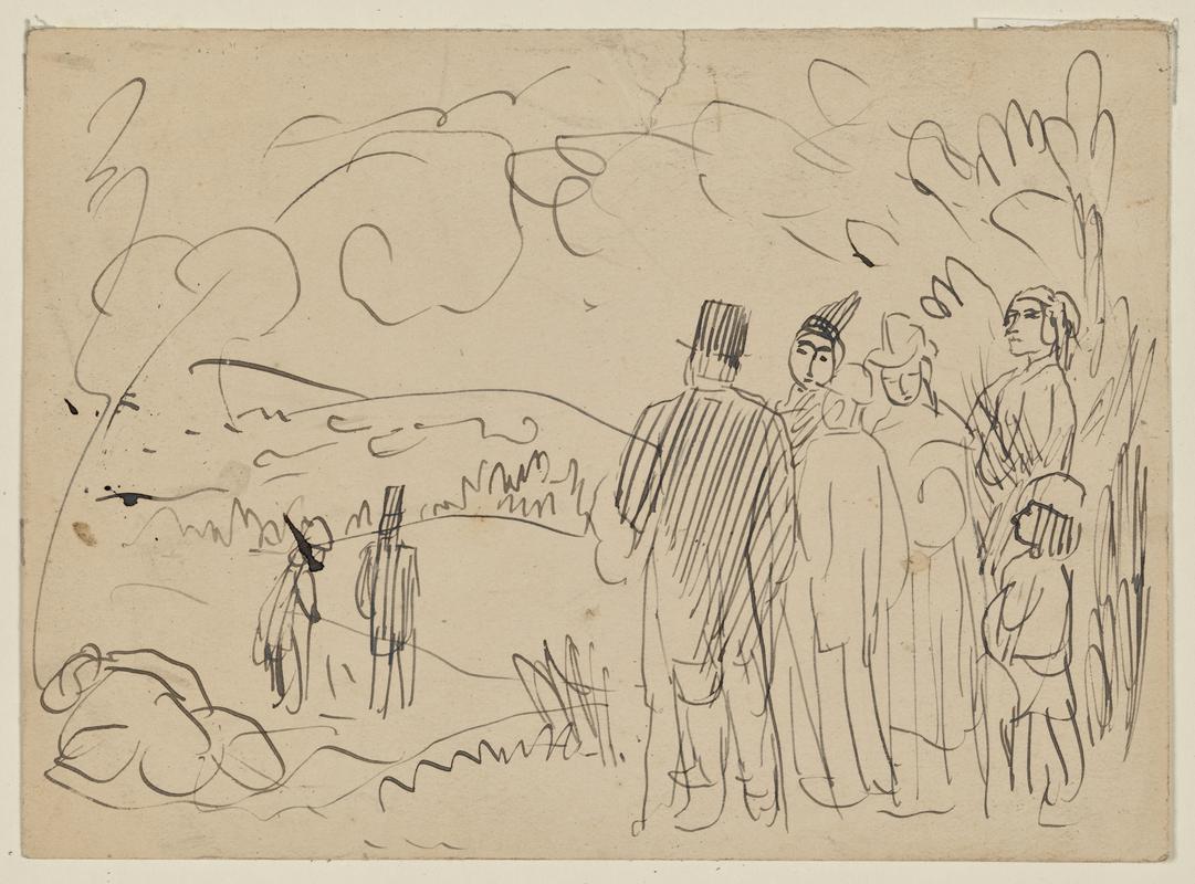 Group of Figures overlooking a Landscape
