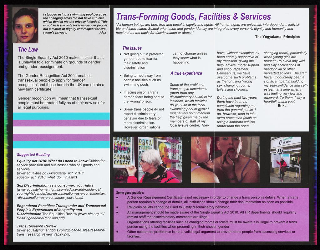 LGBT Excellence Centre leaflet 'Gender Fluidity. Gender Identity, Goods, Facilities & Services'.
