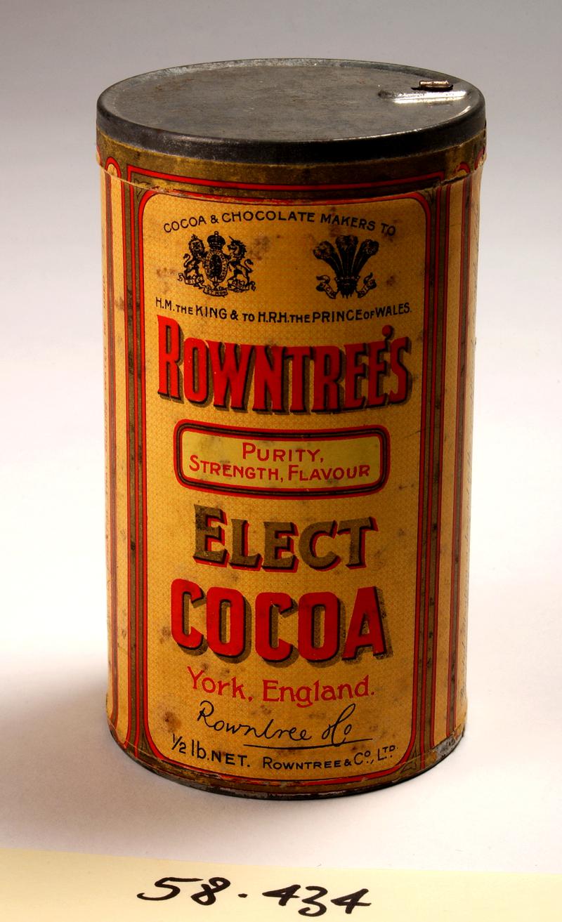 Tin of Rowntree's Elect Cocoa found in 1957 on the site of Captain Scott's (1908) base at McMurdo Sound