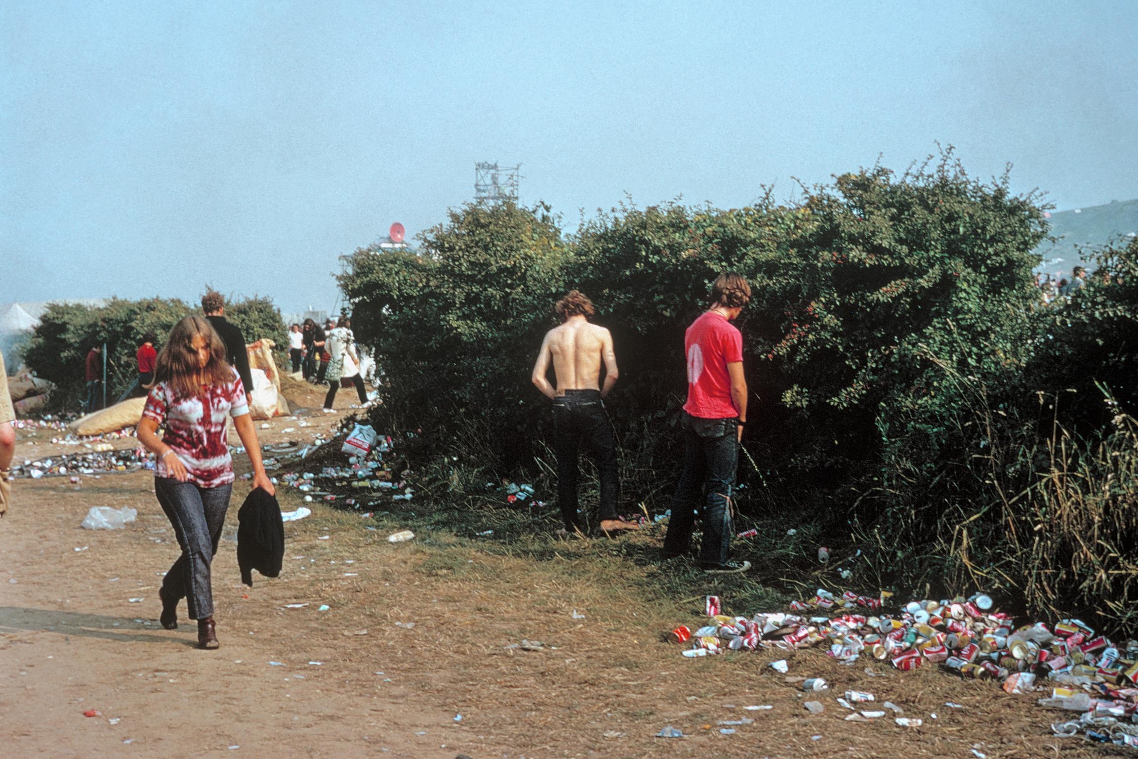 Isle of Wight Festival. Going to the toilet. Some get impatient and do the best they can