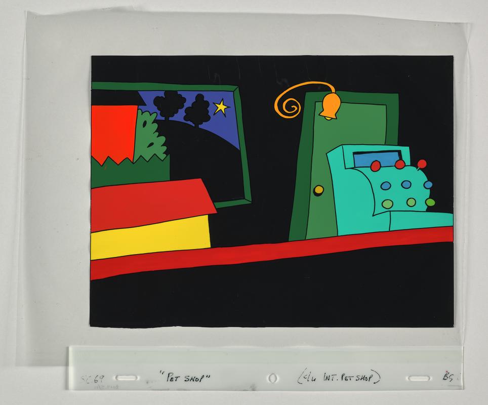 Funny Bones background animation production artwork from episode 'The Pet Shop'.