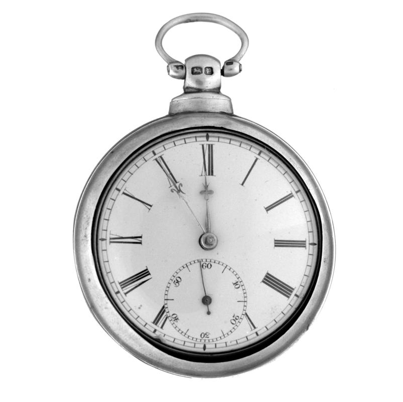 Pocket watch with English lever fusee movement in silver pair case by Griffith Owen, Llanrwst