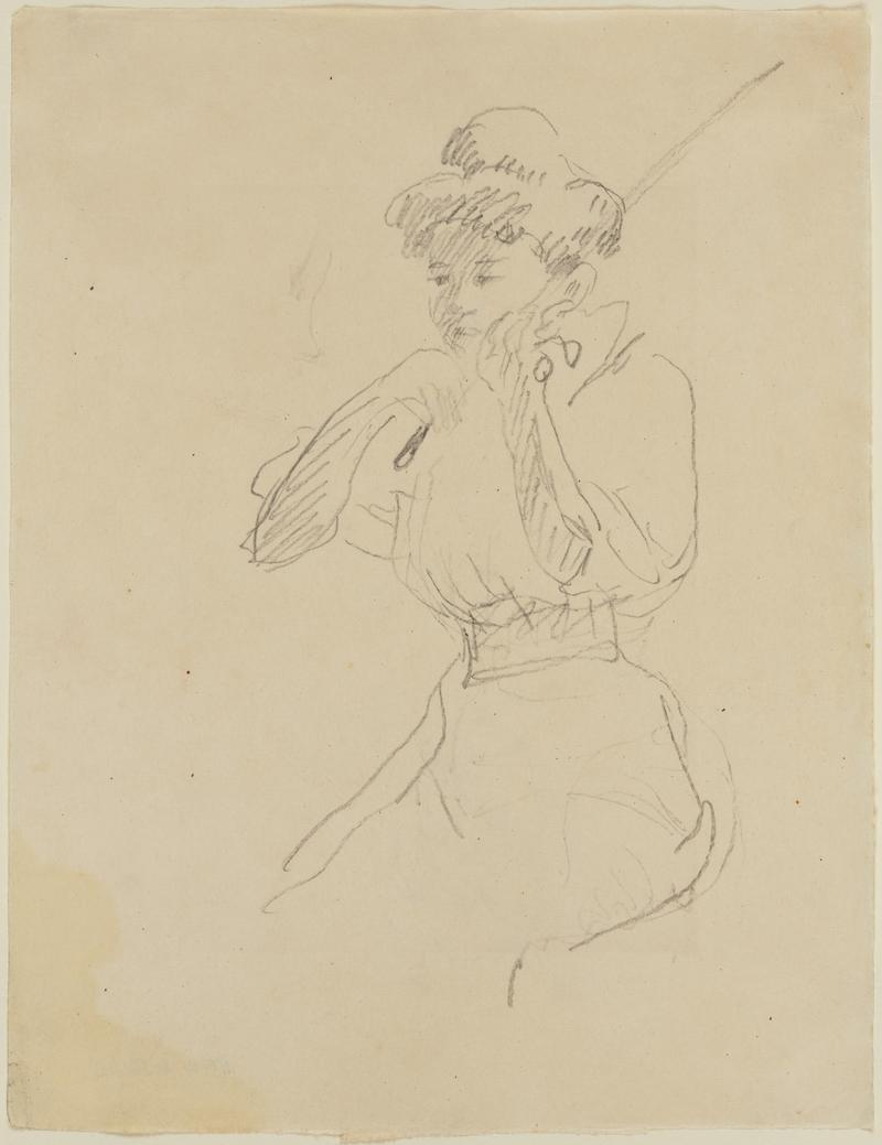 Seated woman playing violin