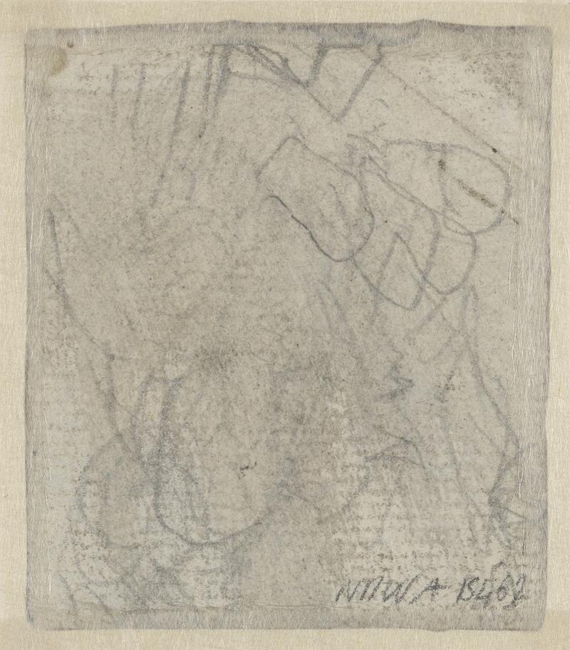 Figure with head in hands