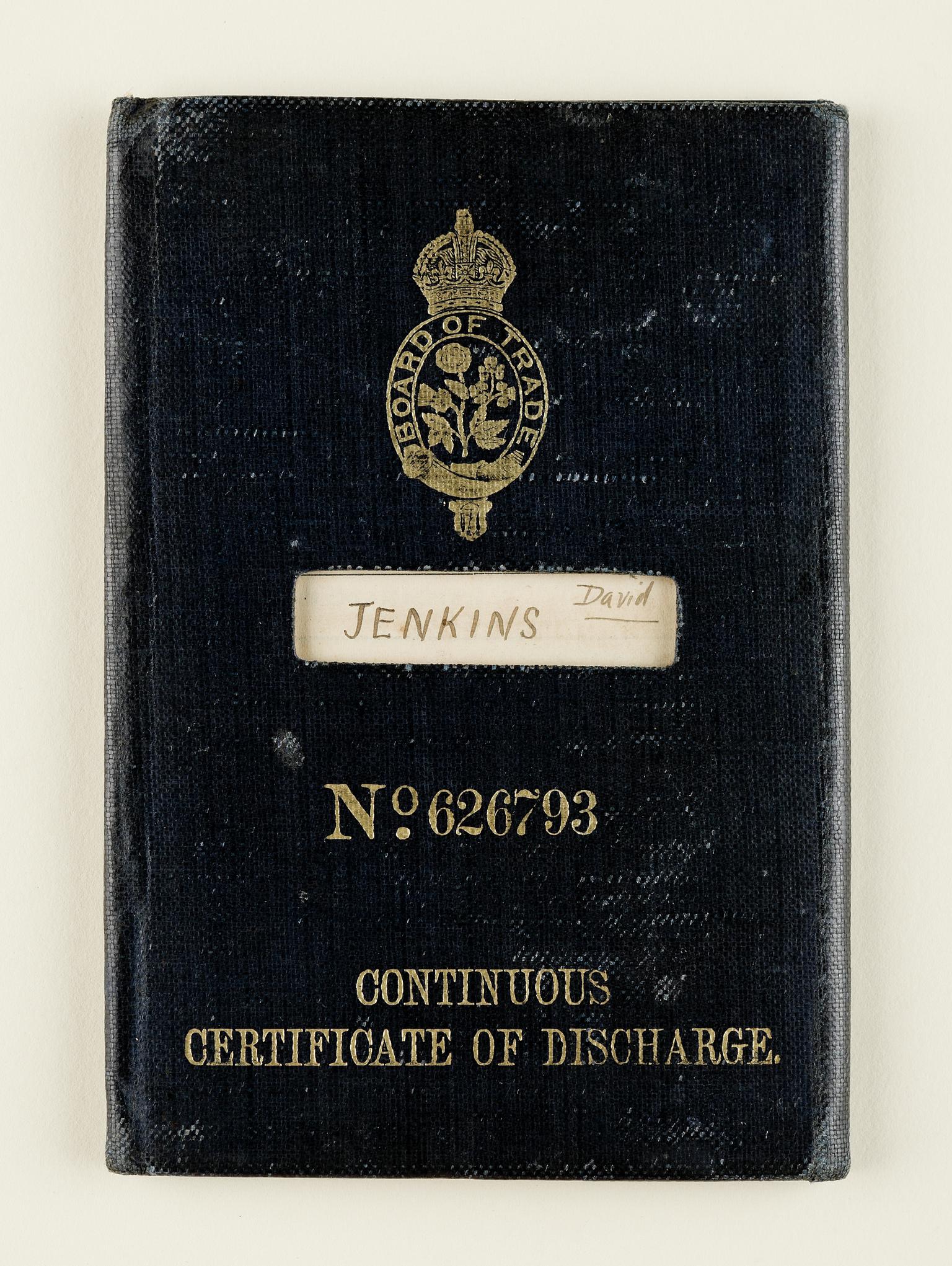 Discharge book issused to David Jenkins