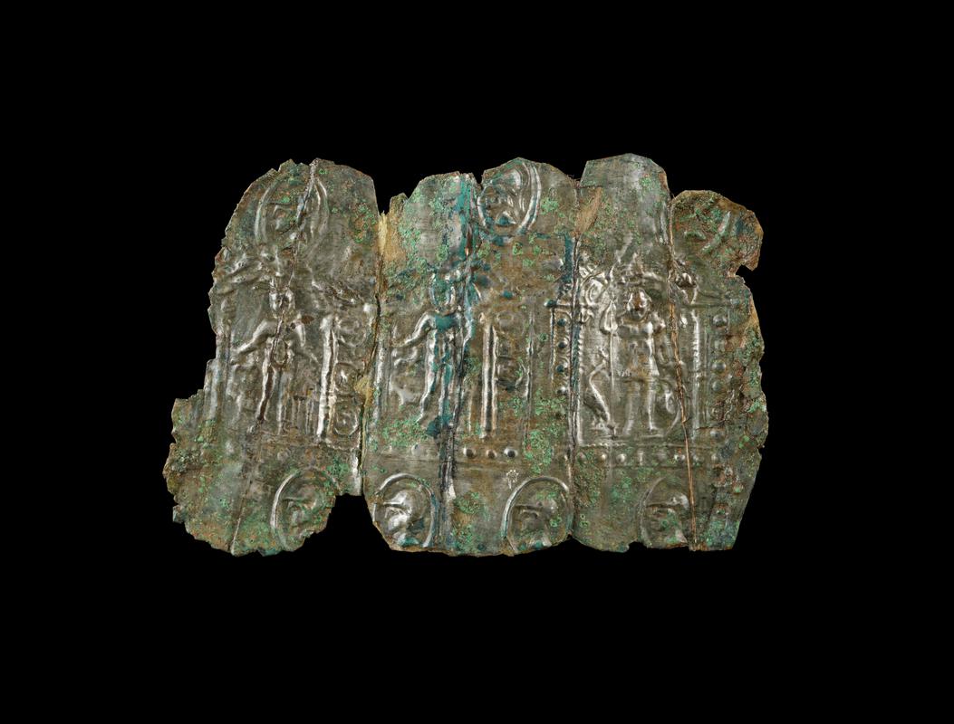 Roman copper alloy plaque with religious scene