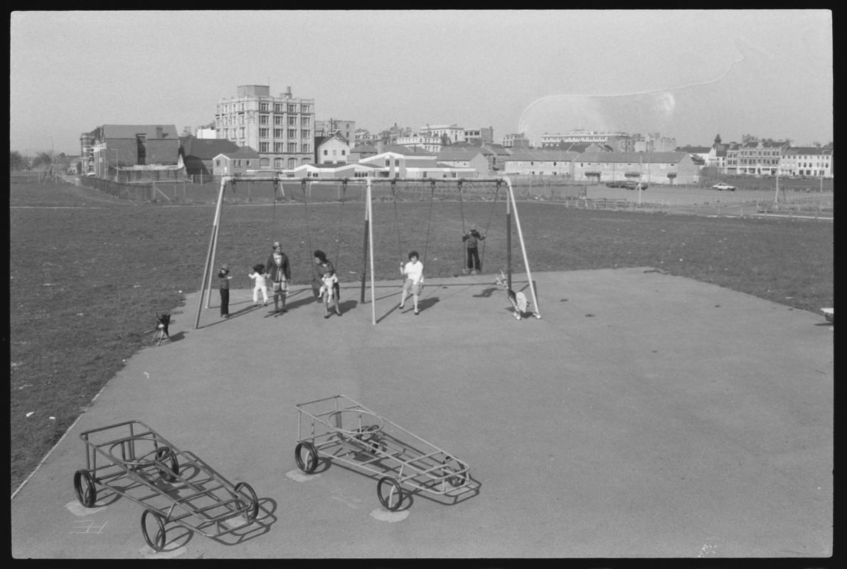 Children's playground on site of old canal, Stuart Street, Butetown.