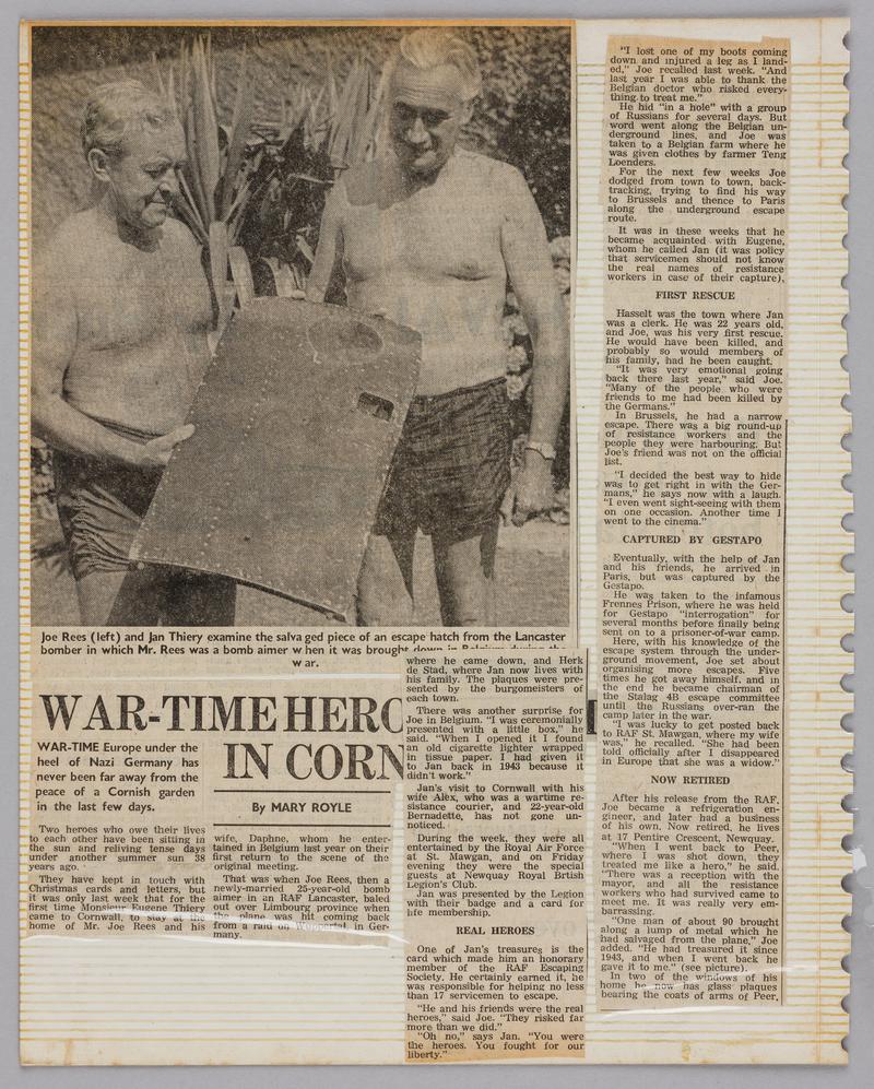 Newspaper article and family photos