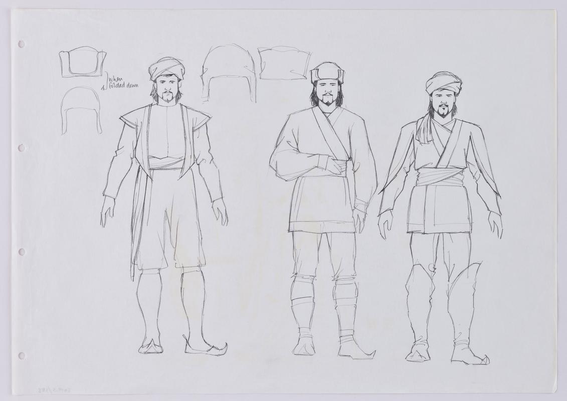 Turandot animation production sketch of the character Calaf.