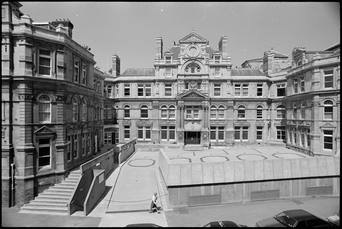 Exterior view of the Exchange Building, Mountstuart Square.