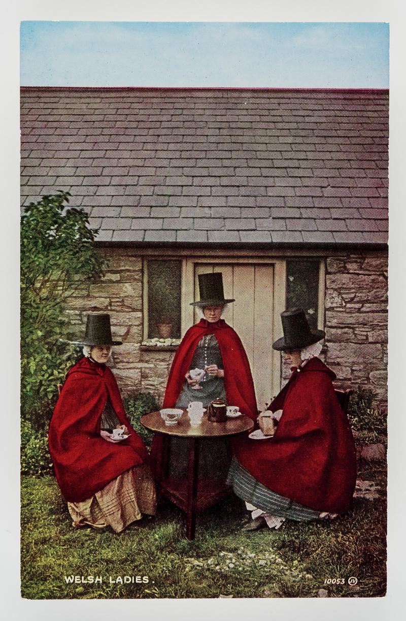 3 Welsh ladies at tea table.