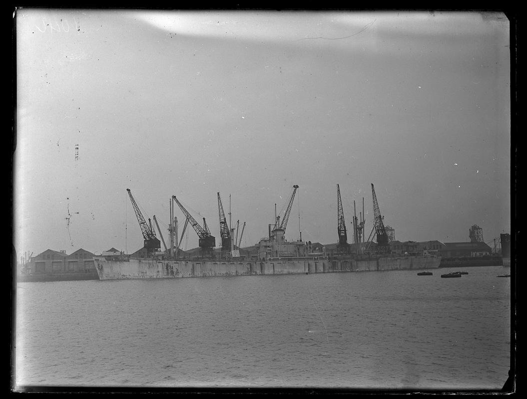 Port broadside view of S.S. SAMBRE, Cardiff Docks, about 1946.