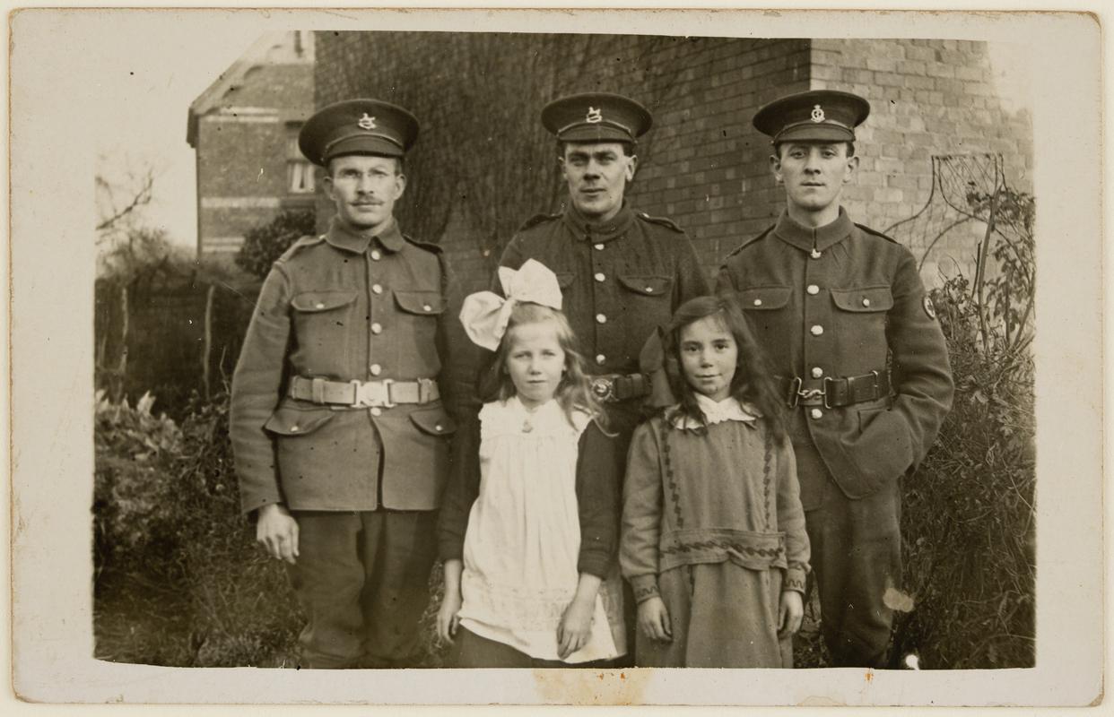 Portrait of WW1 soldiers and children