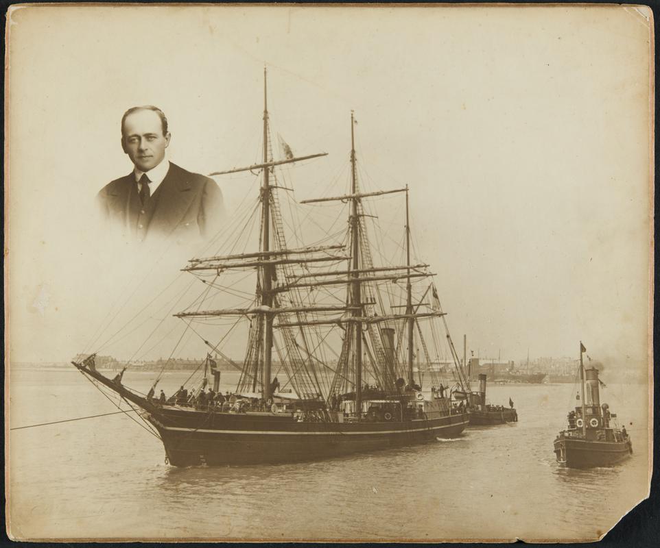 TERRA NOVA leaving Cardiff, 1910, photograph