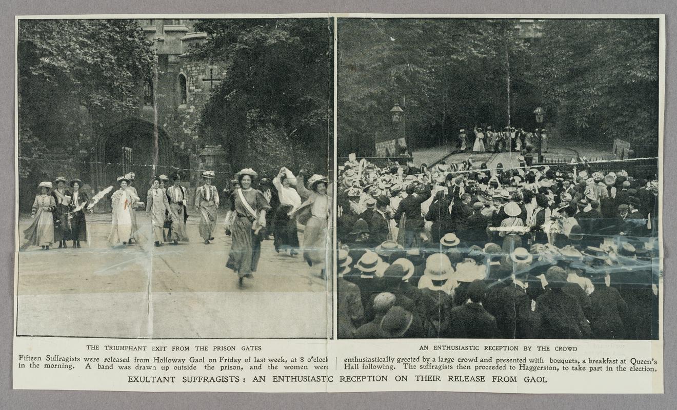 Press cutting concerning the release of Suffragists from Holloway Prison