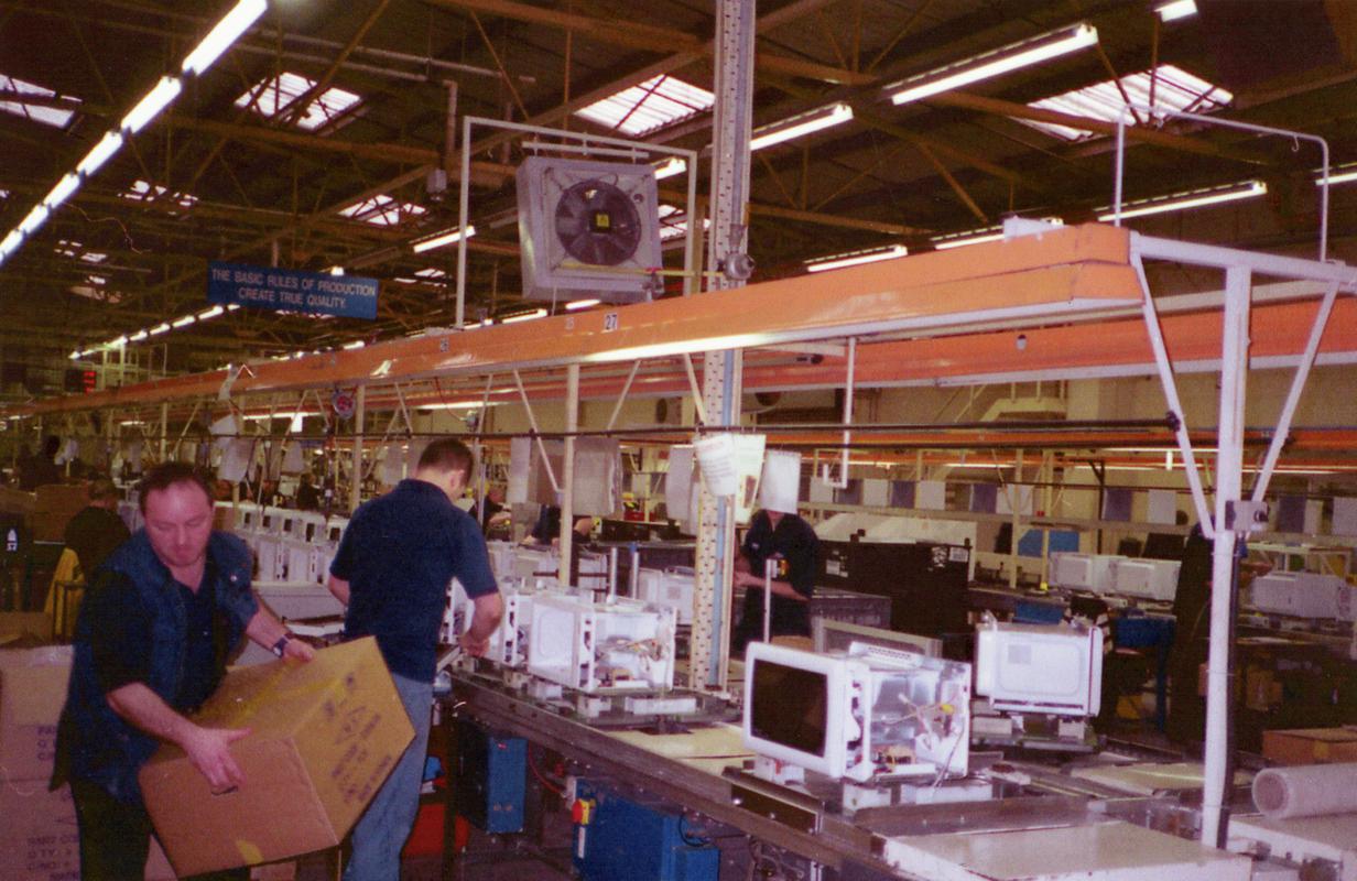 Production line for microwave ovens at the Panasonic factory at Wyncliffe Road, Pentwyn, Cardiff.