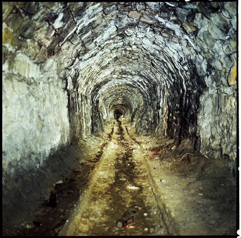 Colour film negative showing the Engine Pit Level.  This level was one of the oldest surviving mines in the Blaenavon complex and was kept as an emergency exit until 1979.