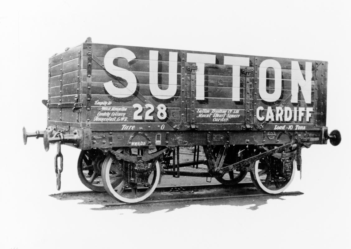 Private coal wagon "Sutton" No.228 in new condition, built by Cambrian Wagon Company of East Moors, Cardiff
