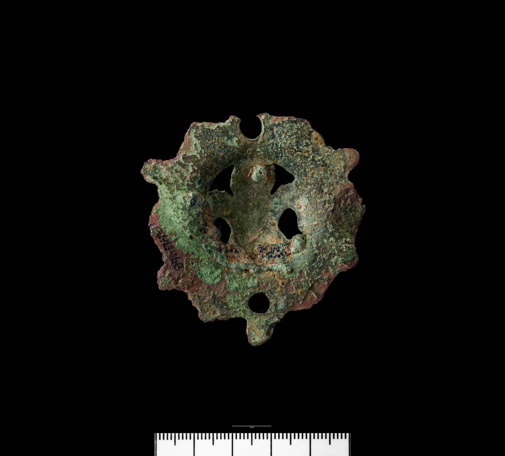 Medieval copper alloy bridle boss