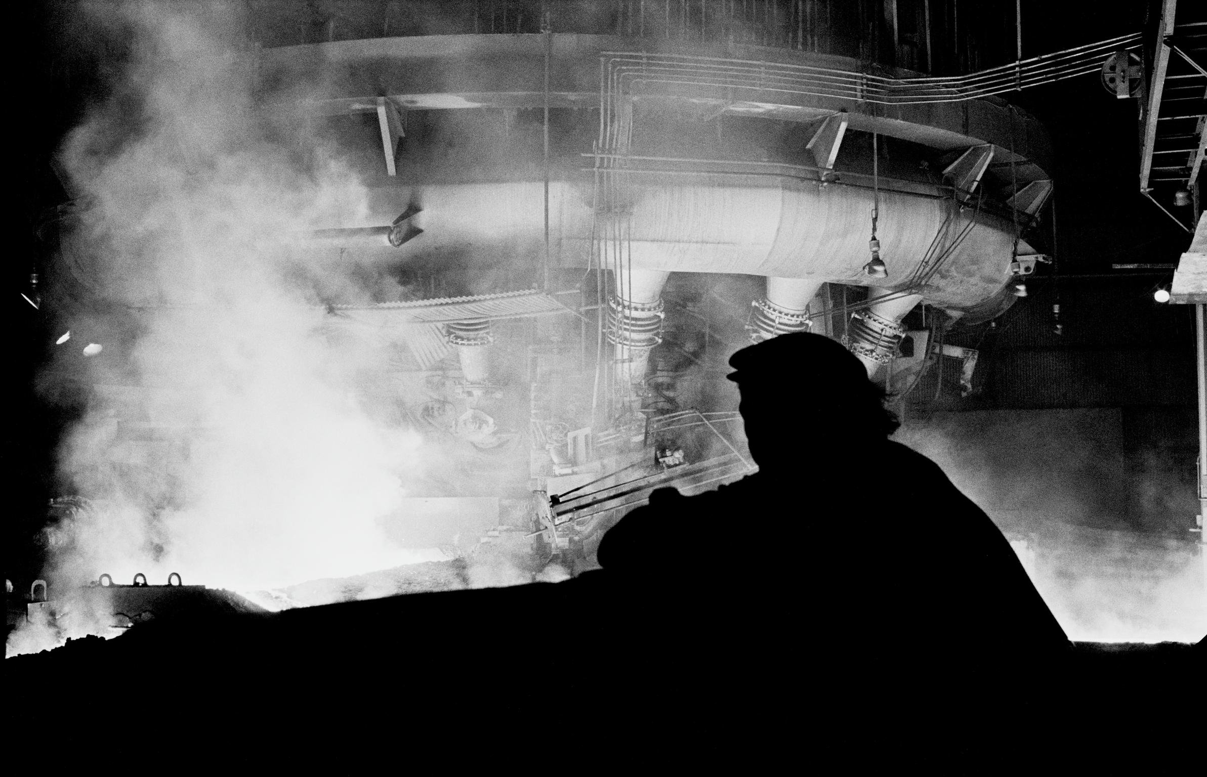 Working in Shotton Steel Works during its last few days before closing. Shotton, Wales