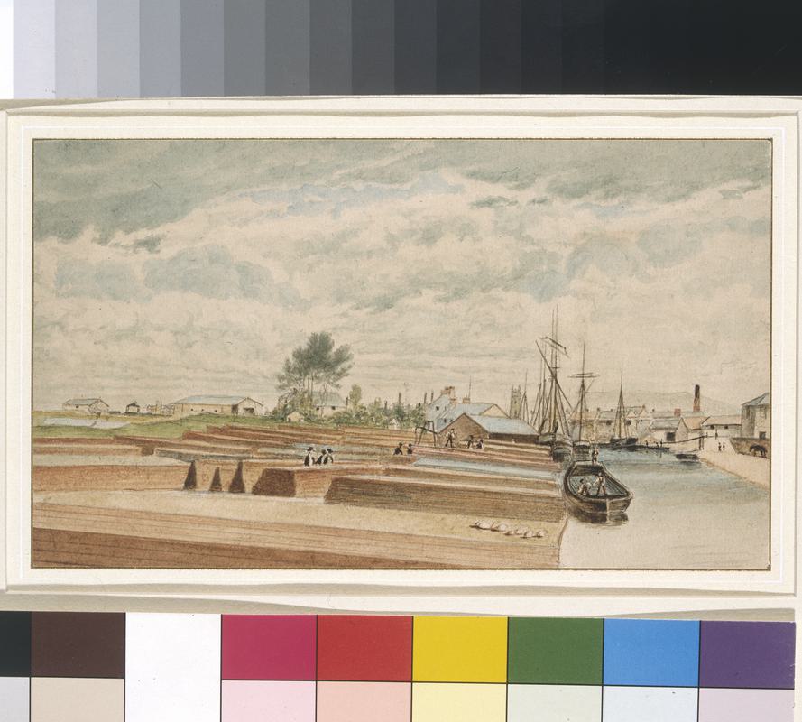 Timber Yard, Cardiff, with St John's church