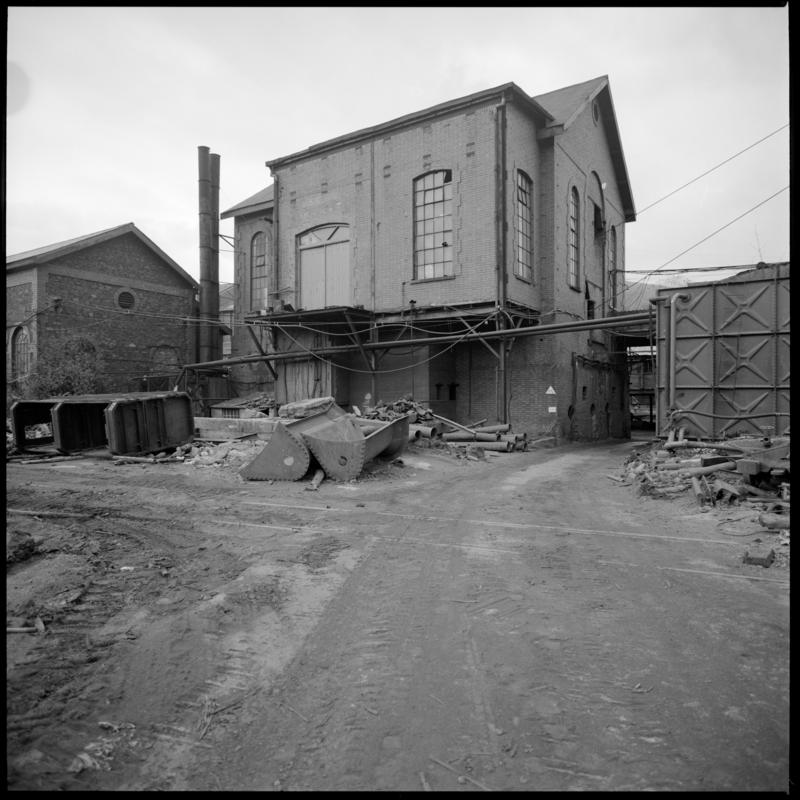 Black and white film negative showing the engine house, Deep Duffryn Colliery.  'Deep Duffryn' is transcribed from original negative bag.