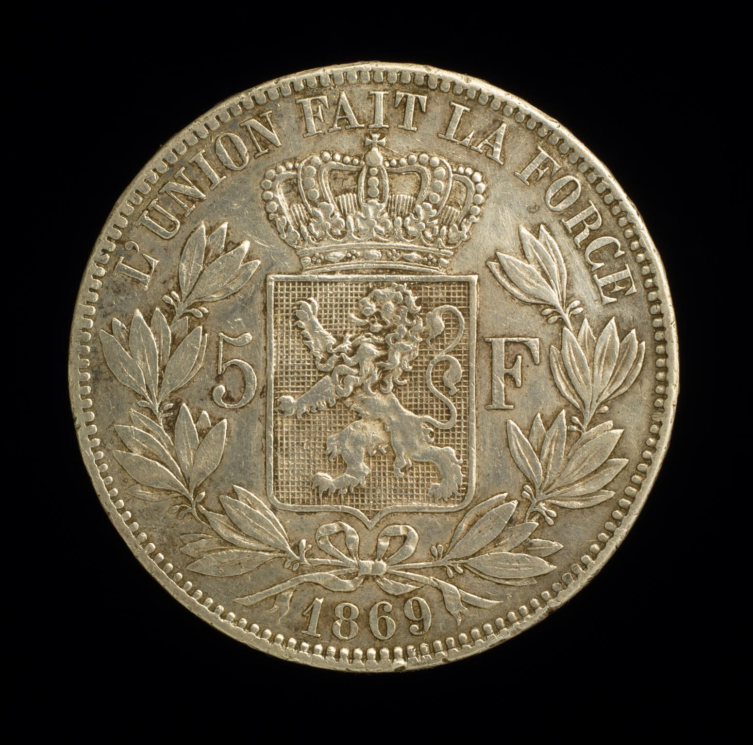 Belgium (Leopold II) five francs
