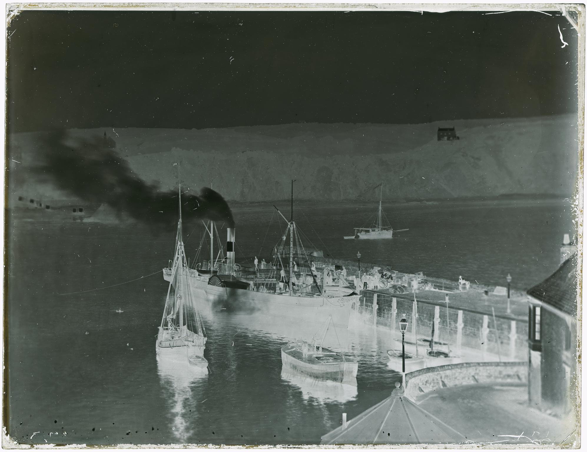 The Juno blowing off steam at Tenby (glass neg)