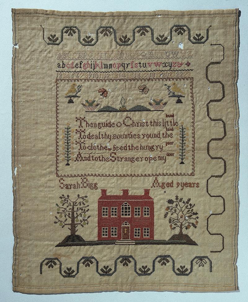 English Embroidery Sampler by Sarah Bigg, 18th Century