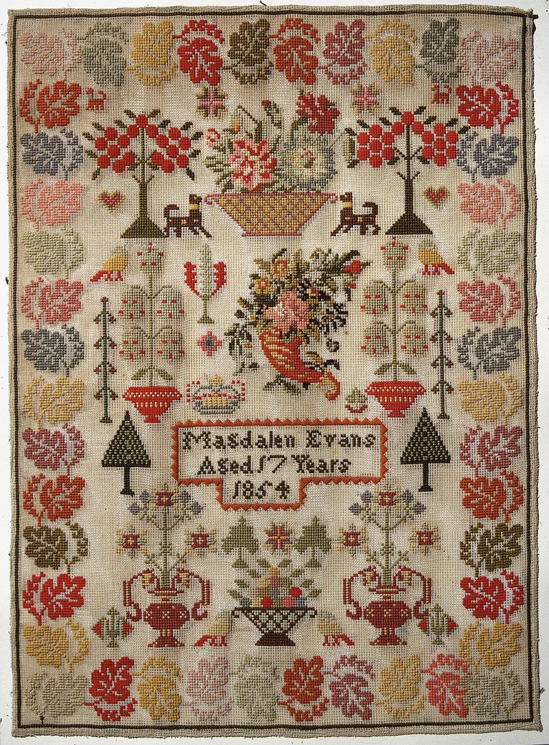 Sampler (motifs), made in Seven Sisters, 1854