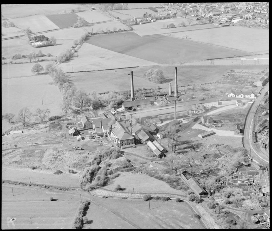 Aerial view showing the Steel Company of Wales' tinplate works at Lydney, 22 April 1952