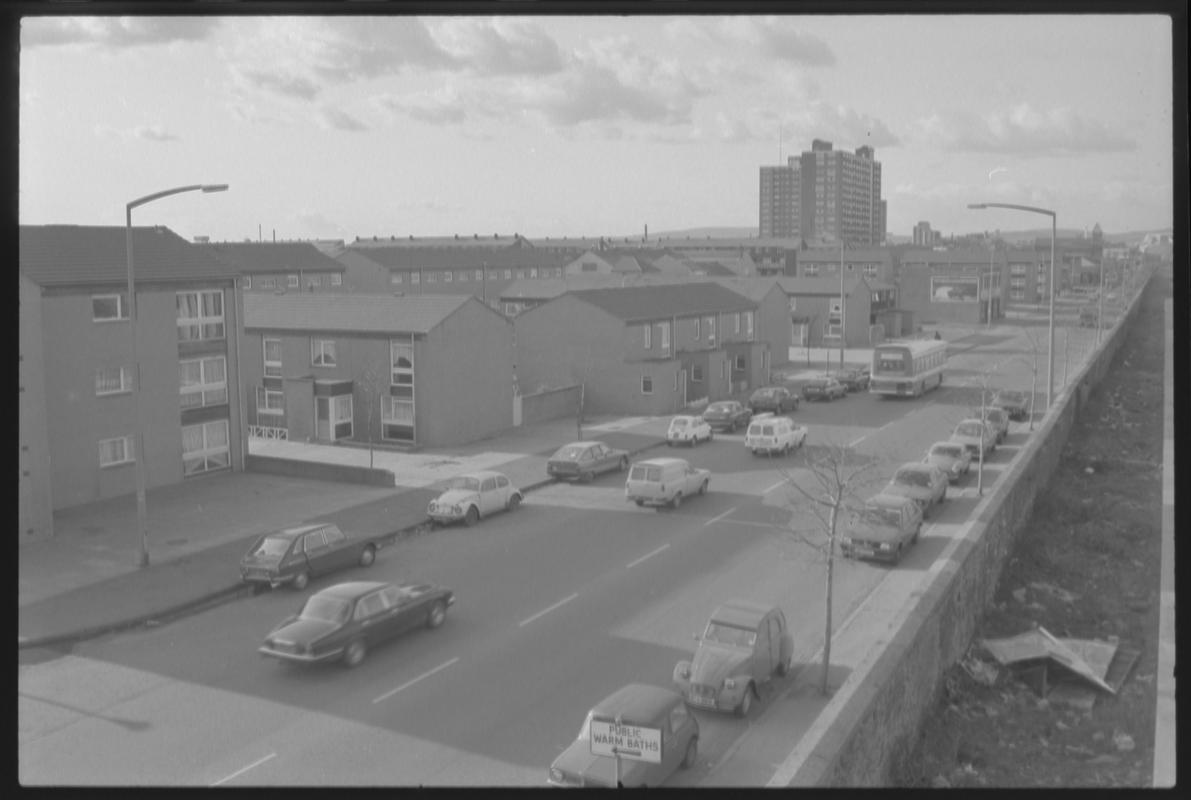 View from Bute Road Station platform, of traffic travelling along Bute Street.