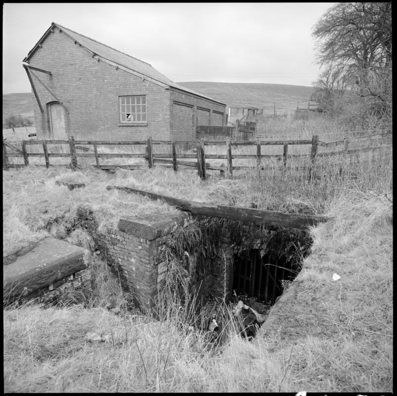 Black and white film negative showing Kay's Slope, Blaenavon.  'Kay's Slope Blaenavon' is transcribed from original negative bag.