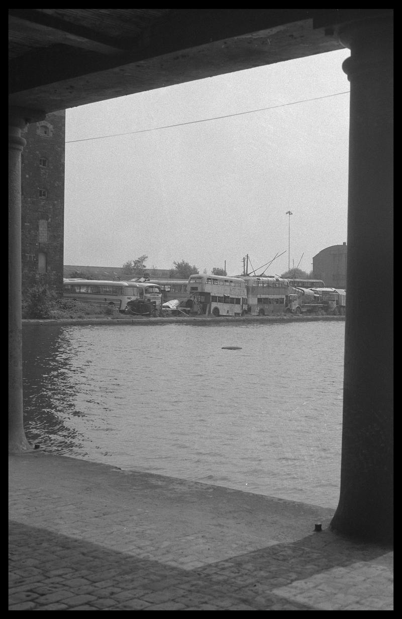 Bute East Dock, with old bus scrapyard in background.