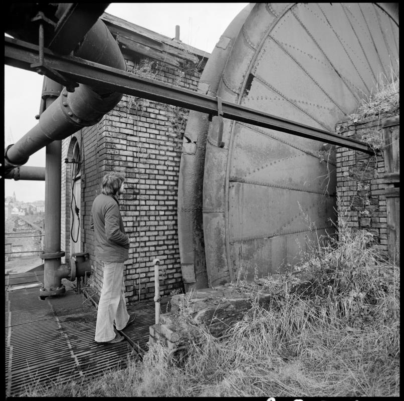 Black and white film negative showing the waddle fan, Nixon's Navigation Colliery.  'Mountain Ash' is transcribed from original negative bag.