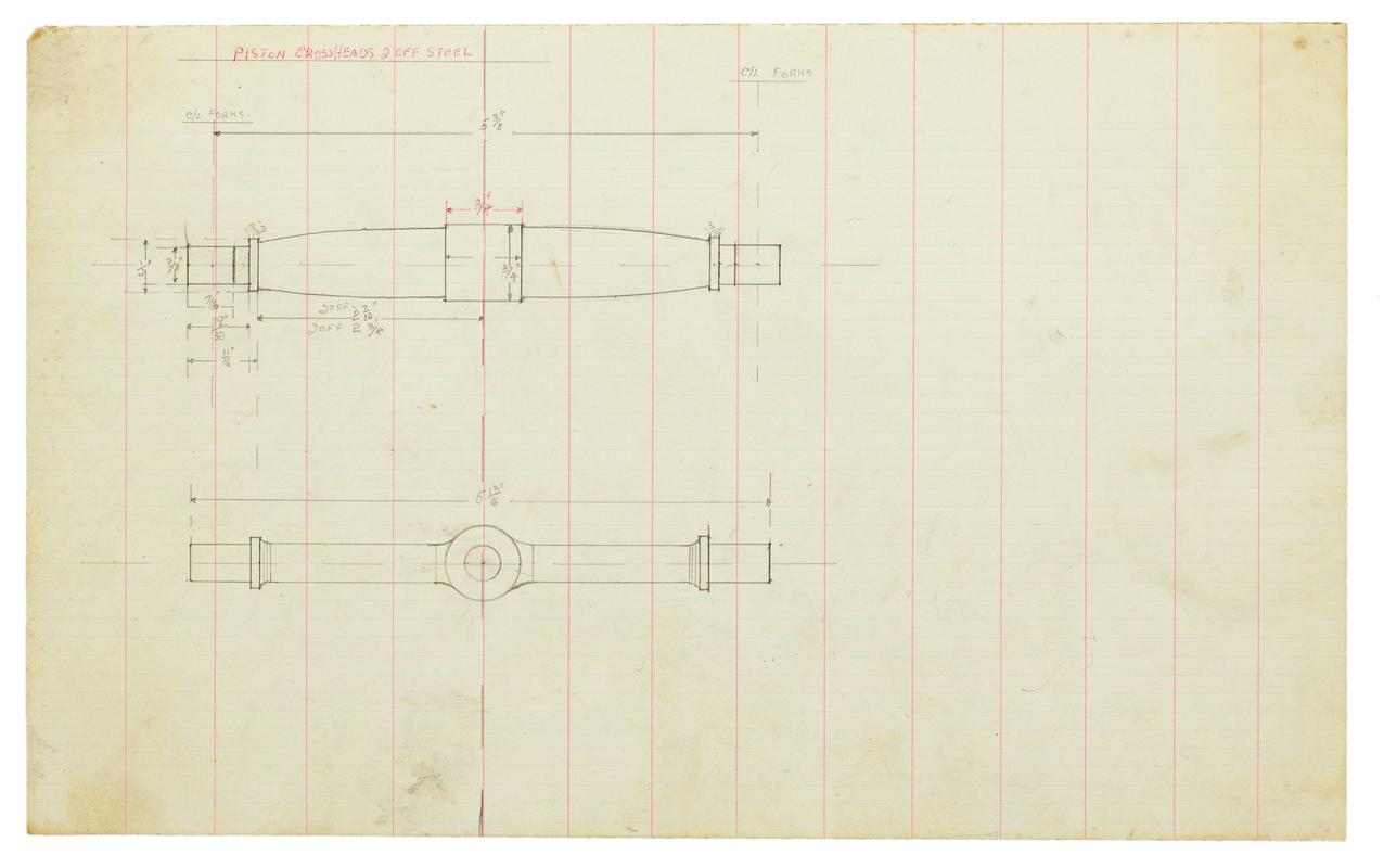 Technical drawing for construction of side lever paddle engine
