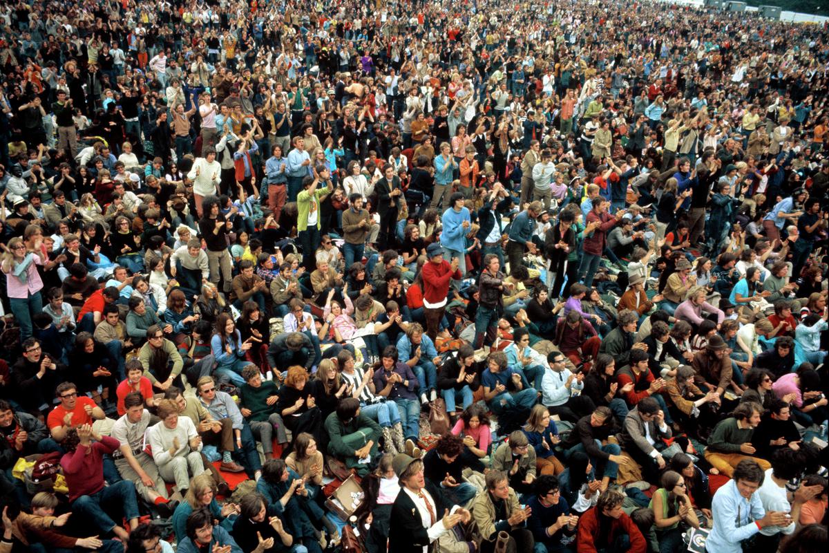 GB. ENGLAND. Isle of Wight Festival. It's a strange, wonderful feeling to be among 150,000 peaceful people. 1969.